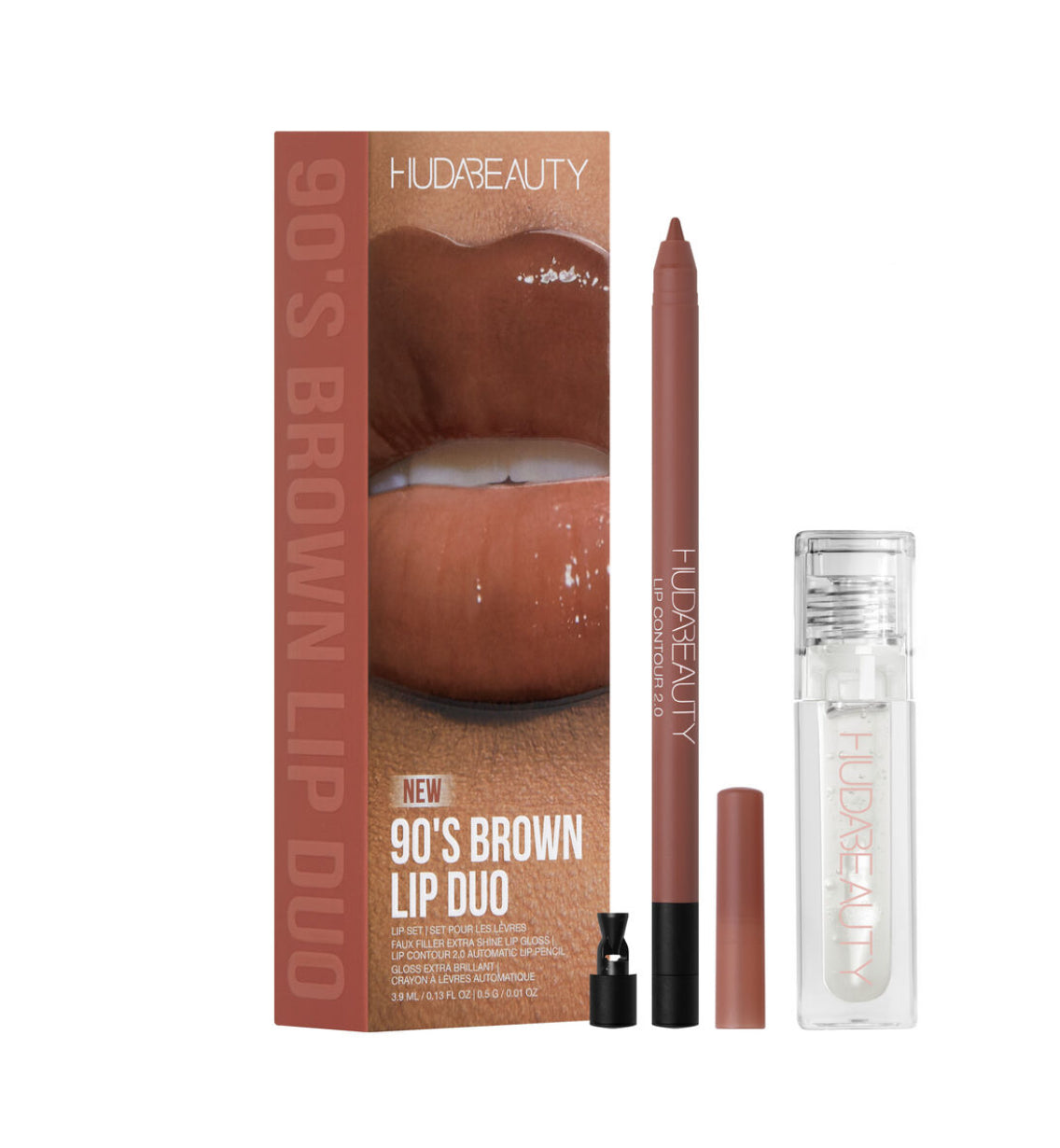 HUDA BEAUTY 90s Brown Lip Liner and Lip Gloss Set