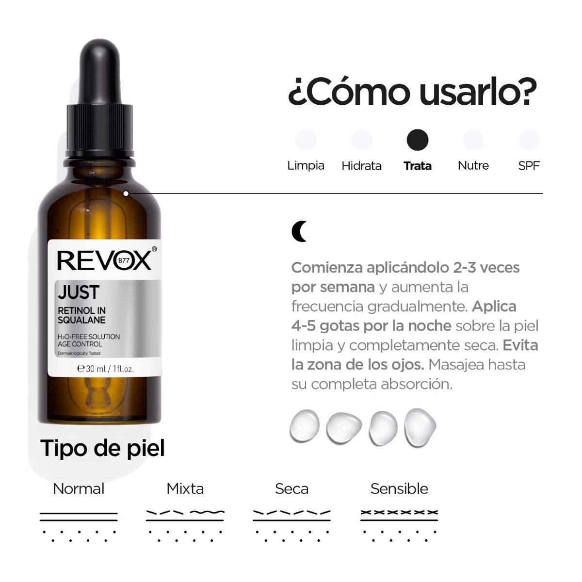 REVOX B77 Retinol en Escualano Sin H2O - Just Retinol In Squalane H20-Free Solution Age Control 30 Ml