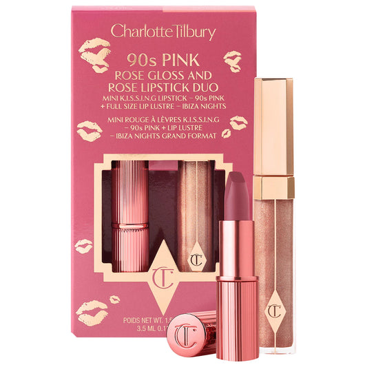 Charlotte Tilbury K.I.S.S.I.N.G Lipstick and Lip Gloss Duos -Color: 90's Pink